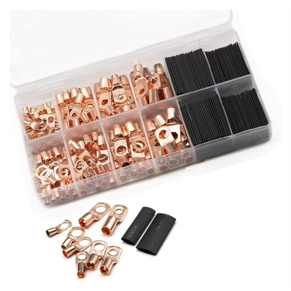 260Pcs Peeping Copper Tube Terminal Sc Wiring Terminal Copper Nose Heat Shrink Tube Combination 4851434133620