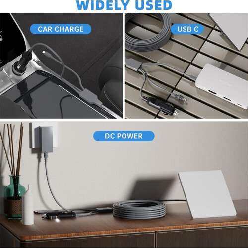 Câble d'alimentation CC de 3 m (10 pieds) avec prise allume-cigare USB ...