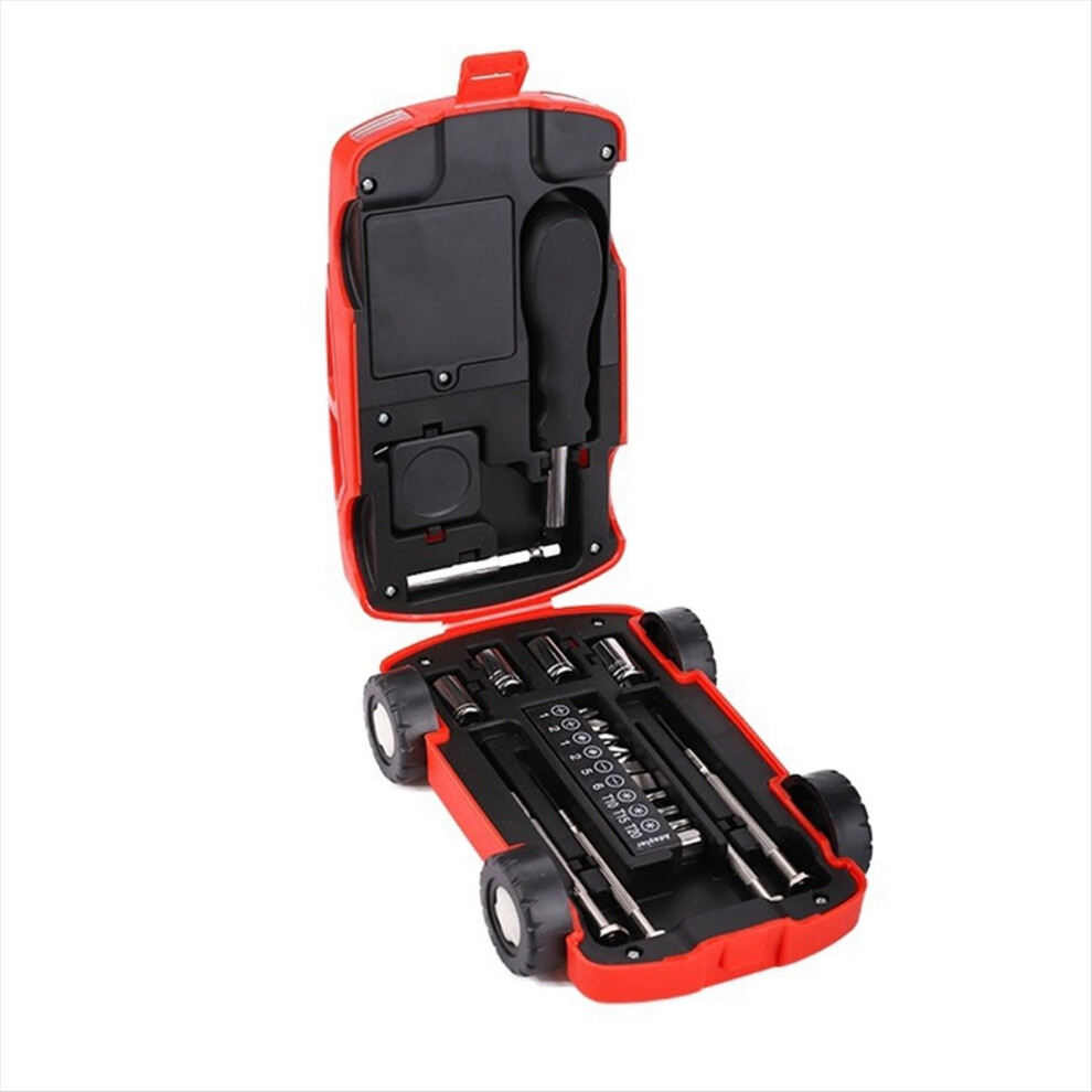 21 in 1 Car Shaped Mini Screwdriver Set and Torch Portable Carbon Steel Screwdriver Set Repair Tool Red-image-OPC-PN7HXZW-NEW