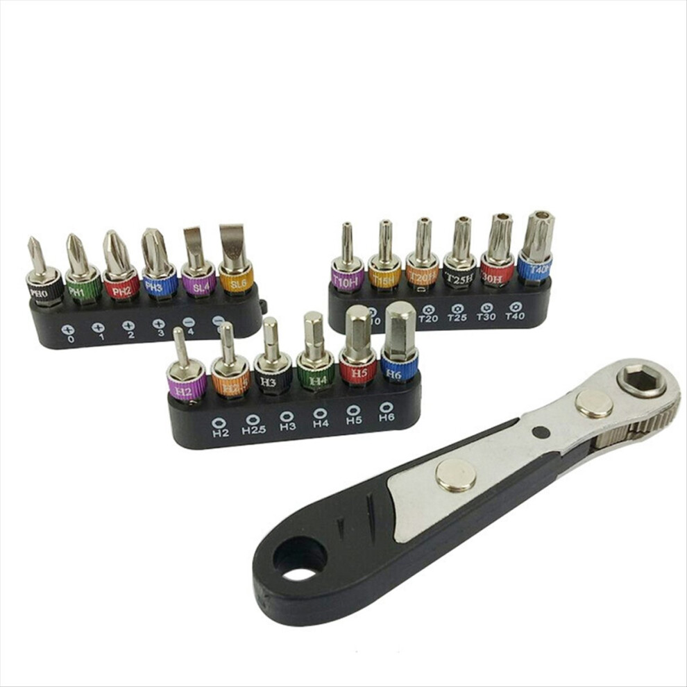 19Pcs 1/4 Inch Ratchet Wrench Set Screwdriver Bits Ratchet Wrench Spanner Screwdriver Bits Combination Tool 4851434143100