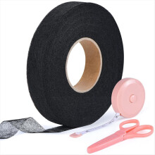 Saumband – 19 mm x 64 m – Bügelbares Saumband zum einfachen Aufbügeln ohne Nähen, inklusive Schere und Maßband – für Kleidung