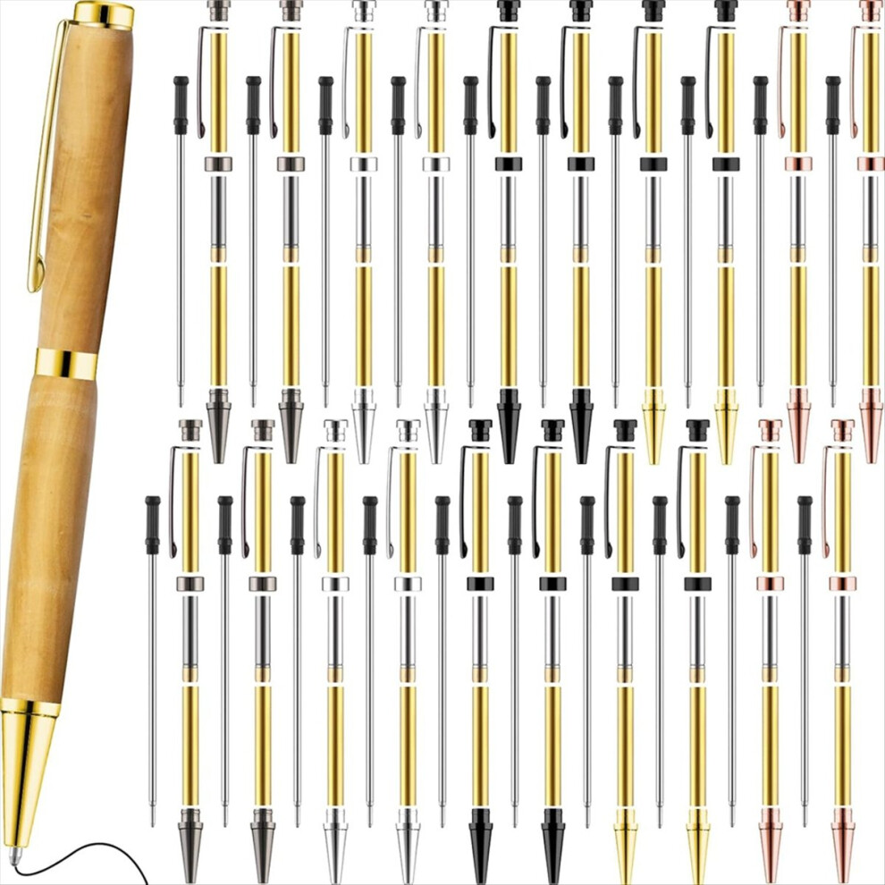 20Pcs 7Mm Slim Pen Set With Refills Wood Rotary Pen Kit Lathe Turning Supplies For Diy Copper Friends Teacher Student D 4852469857888