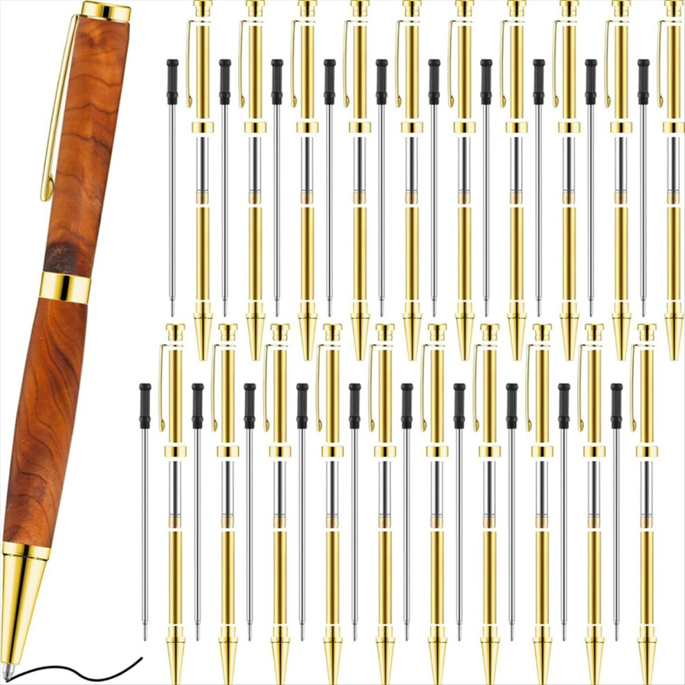 20Pcs 7Mm Slim Pen Set With Refills Wood Rotary Pen Kit Lathe Turning Supplies For Diy Copper Friends Teacher Student B 4852469857871