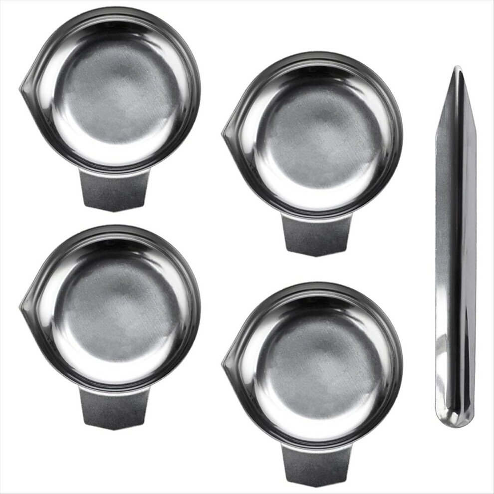 4Pcs Metal Weighing Powder Pan With Scoop, Mini Digital Scale Pan Tray Weighing Dish For Reloading,Electronic Scale Tray 4852469866705