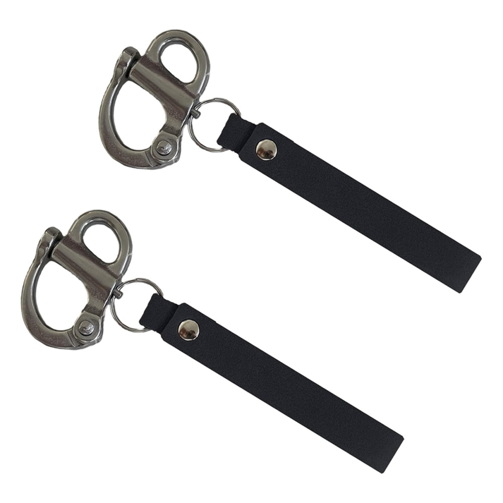 2Pack Mask Quick Release Shackle With Leather Handle For Firefighter, 316 Stainless Steel Fixed Snap Shackle Lanyard 4852469866996