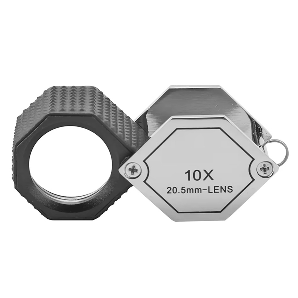 New 10X Jewelery Loupe Hexagonal Portable Foldable Pocket Magnifier 20.5mm Len Optical Magnifying Glass