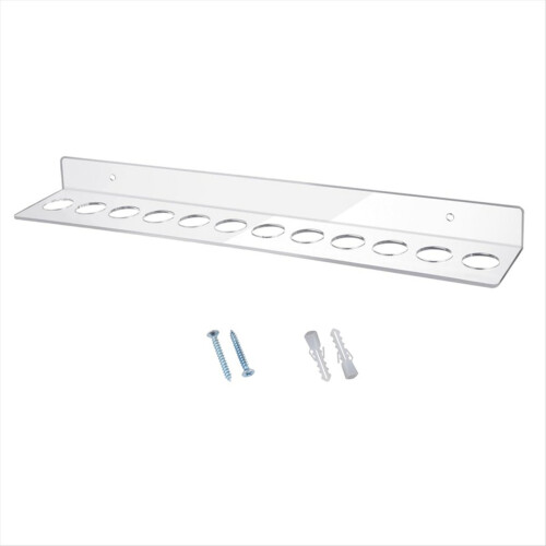 Acryl-Wandscherenhalter mit 12 Fächern, transparent, 40 cm breit, 3 mm dick, 2er-Pack