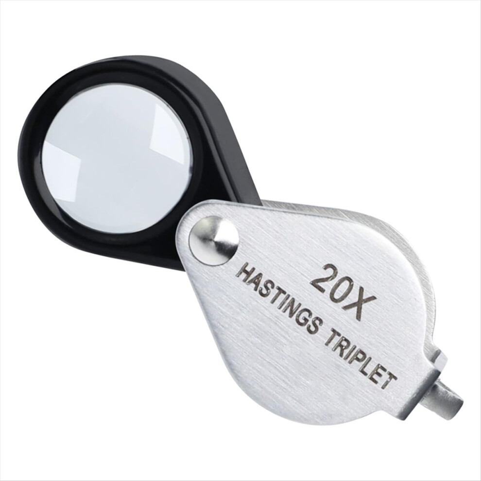 Mini Jewelers Loupe 20X Triplet Loupe Magnifier with 12mm Triplet Lens Foldable Eye Loop Jewelry Magnifying Glass