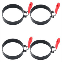 4 PCS 3.5inch Egg Rings Set with Silicone Handle, Round Mold for English Muffins,Pancake Mold for Breakfast Sandwiches