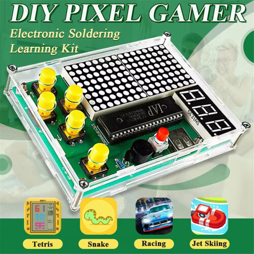 DIY Pixel Game Maker Kit Electronics DIY Soldering Project Practice Solder Learning Assembly with Shell Race Car Games 1