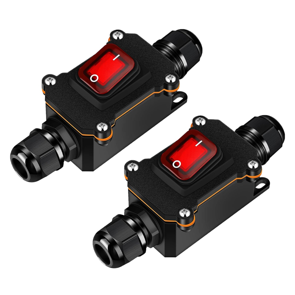 2 Pcs 12V Inline Switch Waterproof Inline Cord Switch Waterproof Toggle Switch With Red Light Rocker Button 4852469803632