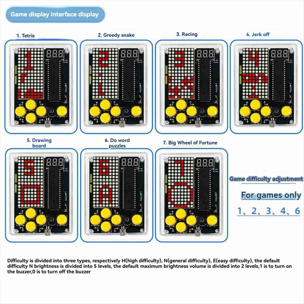 Blue Game Console Production Kit Diy 51 Single-Chip Game Kit Classic Game Soldering Electronic Machine Game Set Shell