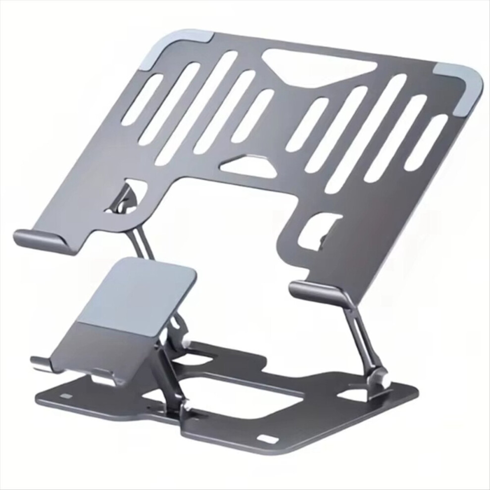 Heat Dissipation And Anti Slip Foldable 2-In-1 Adjustable Height Stable Stand For Mobile Phones Laptops And Tablets A 4852469808620