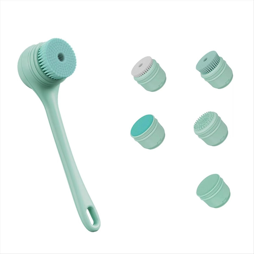 Electric Bath Brush with Long Handle, 5 Interchangeable Heads, Body Scrubber for Deep Cleaning & Exfoliating Massage