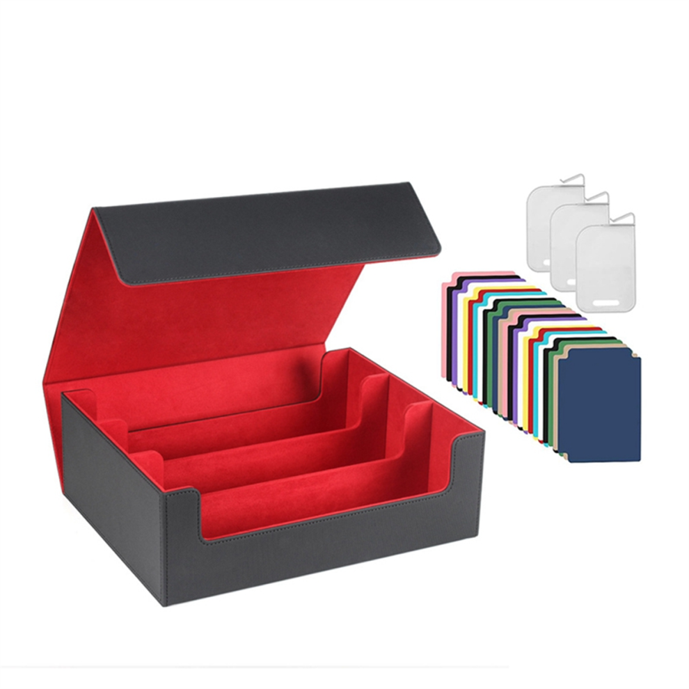 Card Deck Case For Trading Cards 1800+, Card Storage Box, Magnetic Closure Storage Box Game Cards Box + Black/Red 4852469823654