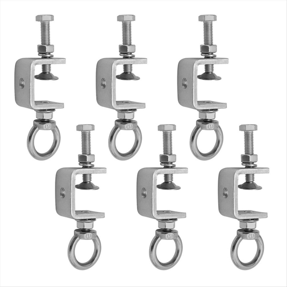6 Pcs 1" 25Mm C-Clamps, Stainless Steel Beam Clamp With M8 Stainless Steel Screw Ring, I-Beam Design U-Clamps 4852469818421