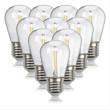 10 Pcs Shatterproof LED String Lights Warm White 2700K E27 Base Waterproof for Indoor Outdoor Use