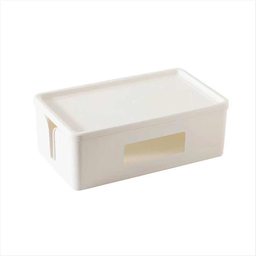 1Pc Cable Storage Box Desktop Power Plug Board Storage Box Wireless Wifi Router Bracelet Desktop Data Line Plug Holder White/Light 4852469811798