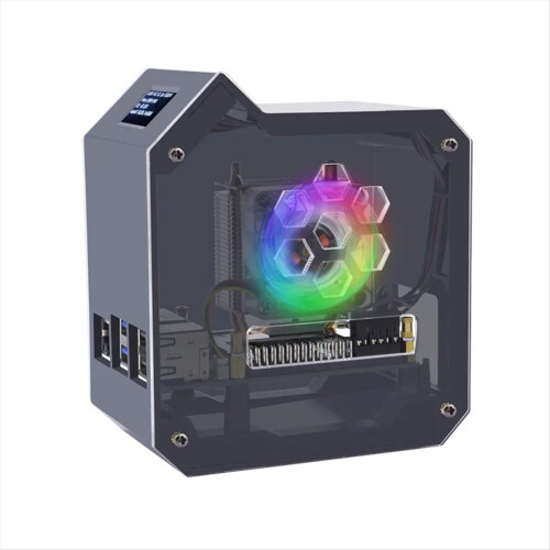 Kit de ventoinhas para torre 5Mini com conector JST de 4 pinos, tela OLED de 0,96 polegadas e sistema de resfriamento ativo com plugue europeu.