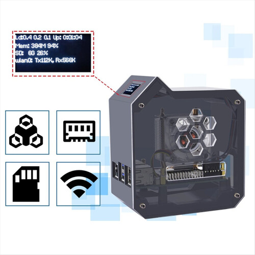Kit de ventoinhas para torre 5Mini com conector JST de 4 pinos, tela OLED de 0,96 polegadas e sistema de resfriamento ativo com plugue europeu. 2