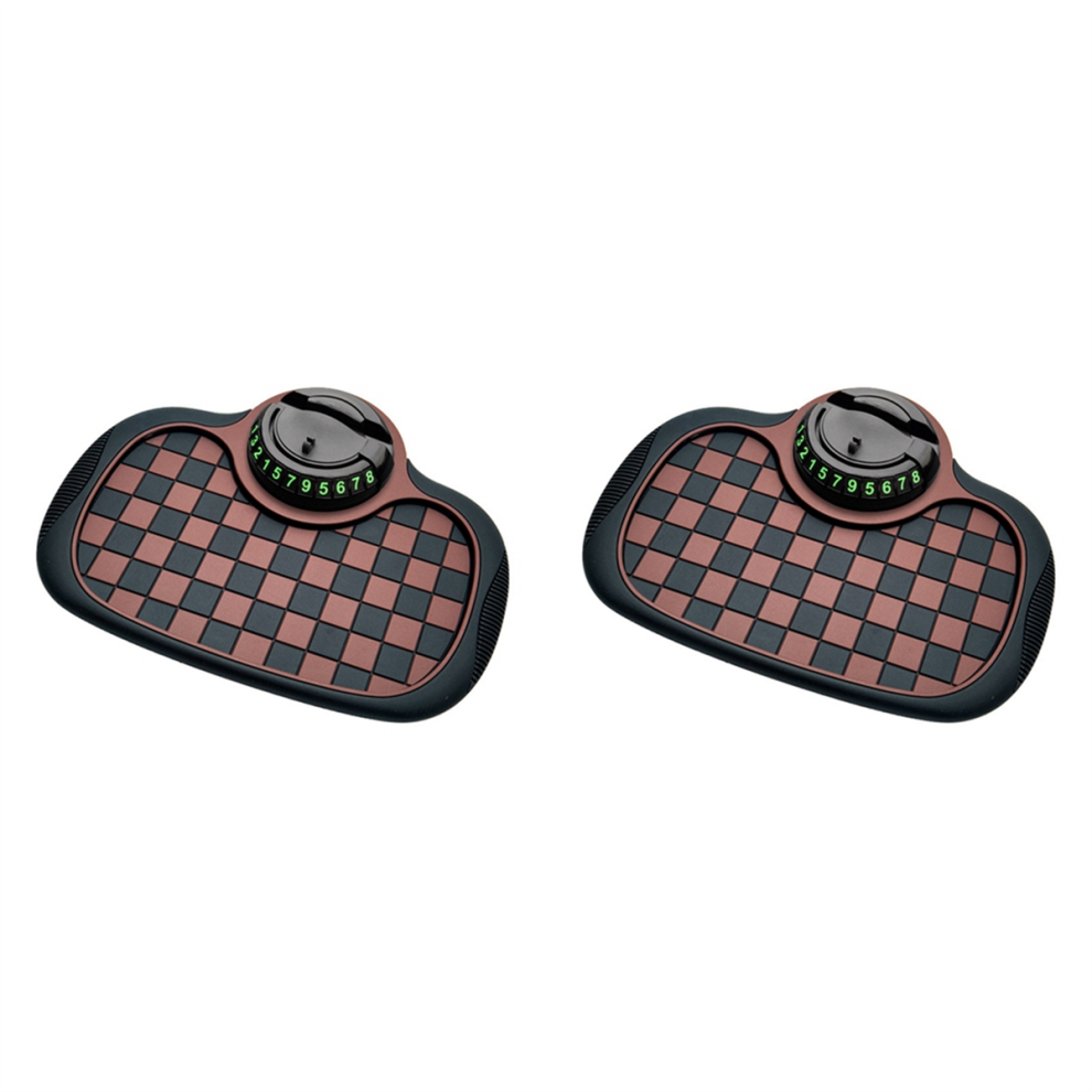 Multifunctional Car Anti-Skid Pad With Mobile Phone Bracket, Plaidstyle, Dashboard Anti-Skid Pad. Brown 4852469829267