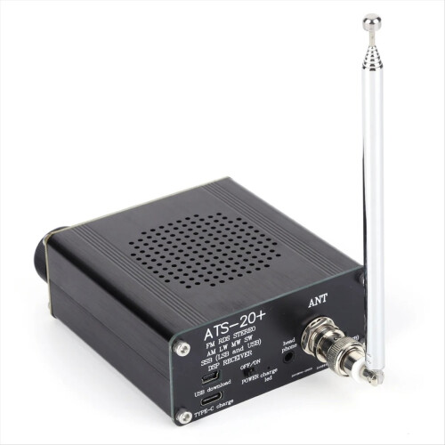 Receptor/scanner de banda completa ATS-20+Si4732 com tela OLED de 0,96 polegadas, FM, AM, SSB, FM, AM, MW, SW, SSB, LSB e USB com antena. 1