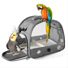 Portable Oxford Cloth Bird Bag, Parrot Pigeon Small Pet Bag for Going Out Gray