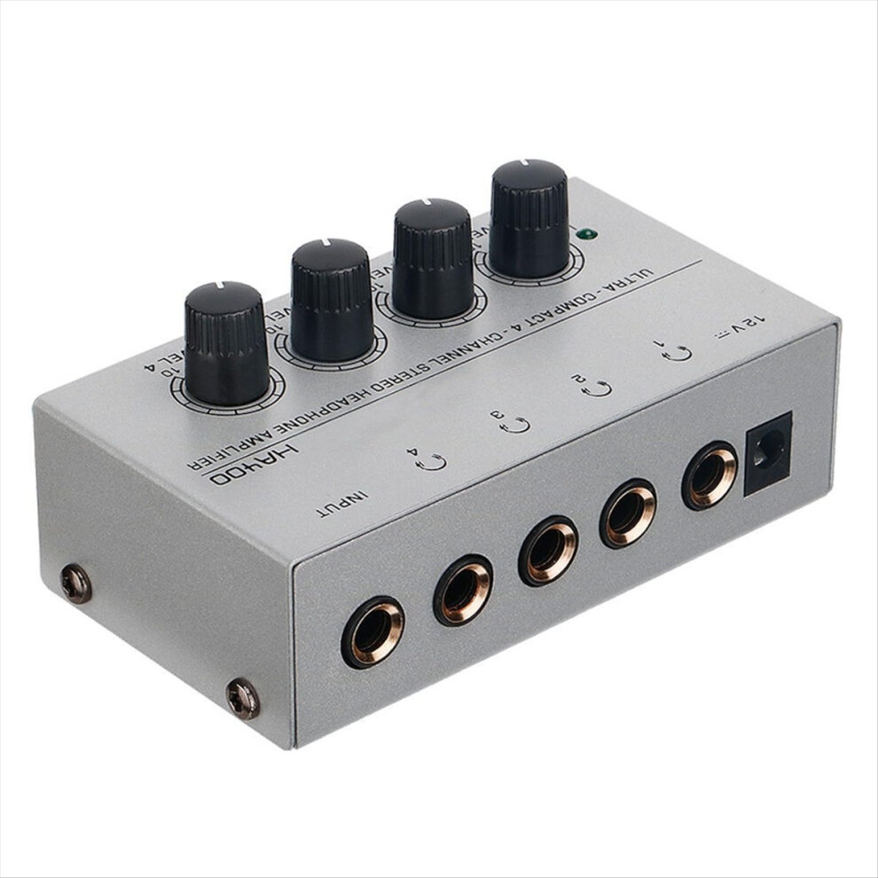 Headphone Amplifier With Audio Cable,Ha400 4-Channel Metal Stereo Audio Amplifier,For Sound Mixer Pc Guitar Eu Plug 4852469822114