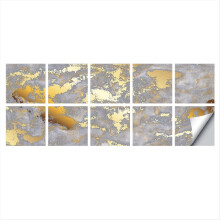 10 stuks stijl gouden marmeren patroon tegels sticker keuken achterwand oliebestendige kast waterdichte kunst muurstickers