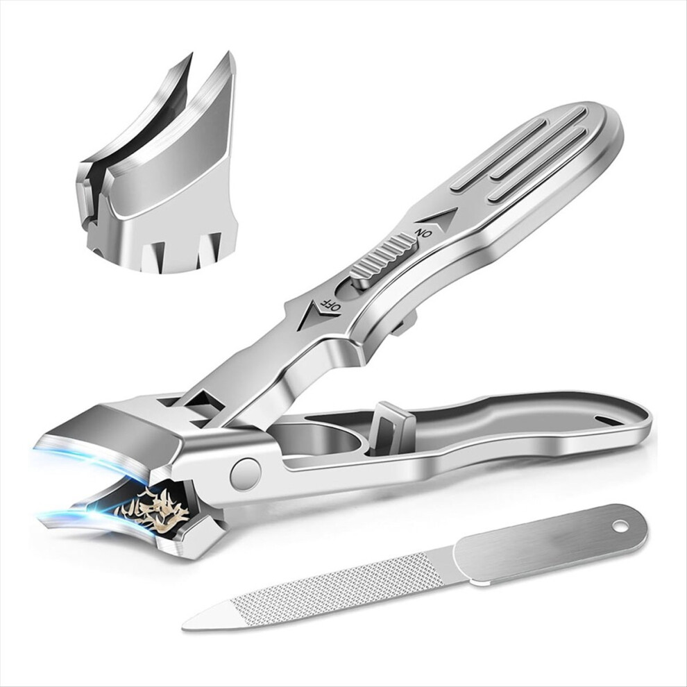 Silver Eagle Beak Beveled Nail Clippers - Wide Jaw Opening Anti-Splash Eagle Beak Nail Clippers With Catcher, 45 Degrees