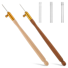 2-teiliges Tambour-Sticknadel-Set mit Holzgriff, geeignet für Stickerei, Pailletten, Perlenarbeiten und Stricken.