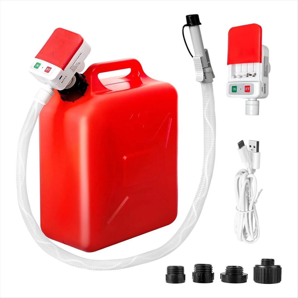 Automatic Transfer Pump With Auto-Stop, 51Inch Hose, 3.2 Gallon Per Min, Battery Or Usb Powered, 4 Can Adapters 4852469857529