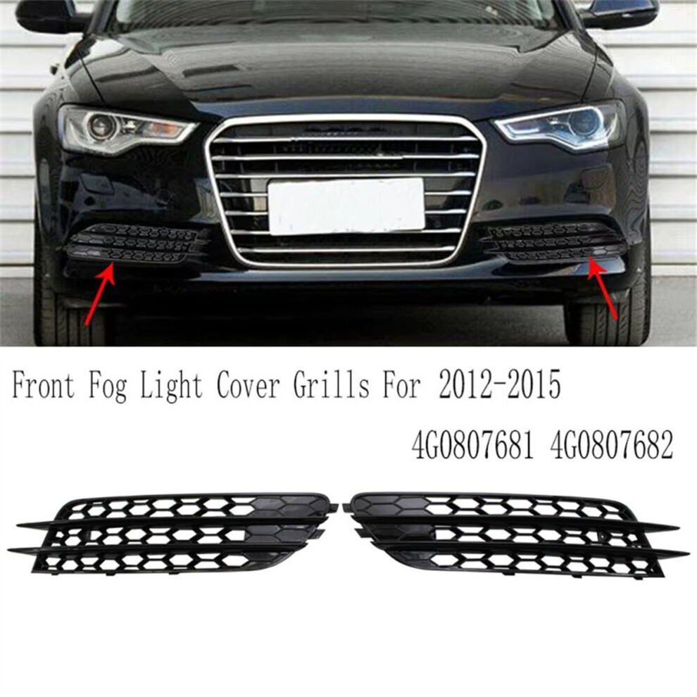 1Pair Front Fog Cover Honeycomb Grille Racing Grills For A6 C7 2012-2015 4G0807681 4G0807682 Light/Black 4852469855792