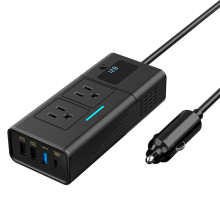 Inverter per auto da 200 W, DC 12 V a CA 110 V, PD QC3.0, 4 porte USB, adattatore per inverter di potenza per auto doppio