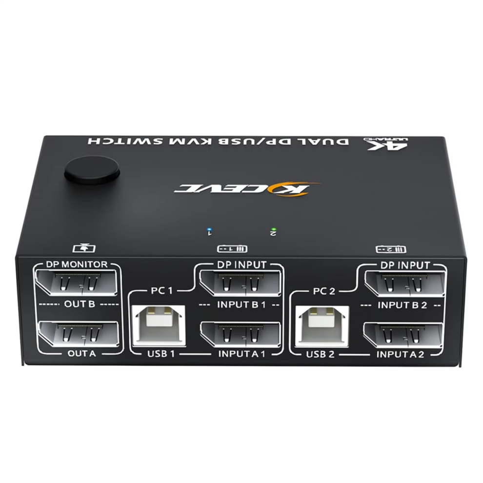 8K Dual Monitor Kvm Switch,Displayport 1.4 Kvm Switch 2 Monitors 2 Computers 8K 30Hz 4K 144Hz With 4 Usb Ports 4852045430702