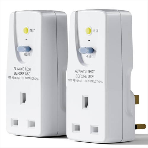 UK Standard 13A RCD Plug PRCD Leakage Protection Adapter Socket 30mA White Polycarbonate UK Plug