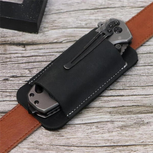 Retro-Gürteltasche aus Leder, horizontal tragbar, braun 1