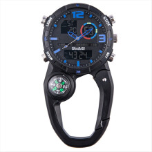 Runde Outdoor-Karabineruhr mit Kompass, multifunktionale Kletter-Karabineruhr für Herren, wasserdicht, B