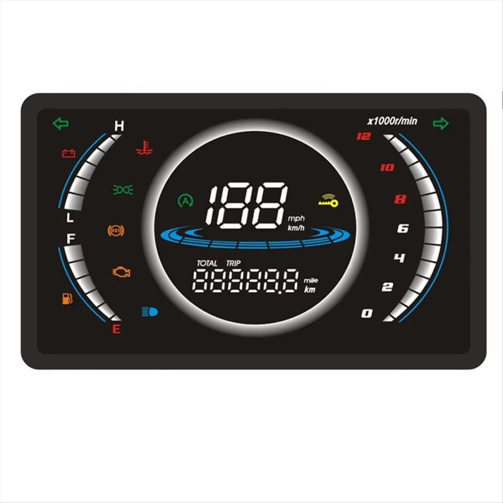 12V Universal Adjustable Led Digital Motorcycle Speedometer Rpm Dashboard With Temperature Gear Black 4852045429225
