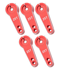 5PCS 25T Aluminum RC Car Steering Servo Horn Arm for 1/10 Axial DIY Drone Car Part Red
