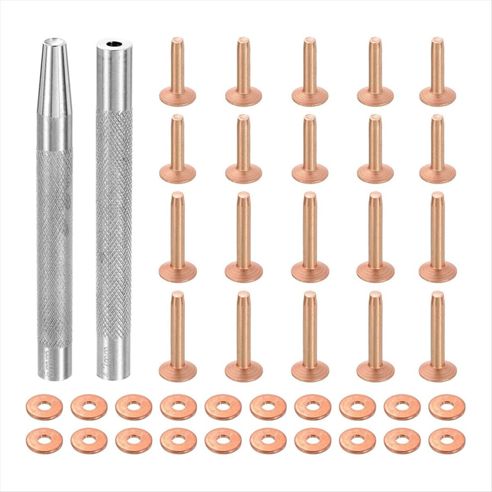 20Set Copper Rivets And Burrs, Solid Leather Copper Rivet Fastener With Punch Rivet Tool For Leather Diy Craft Supplies 4852045454746