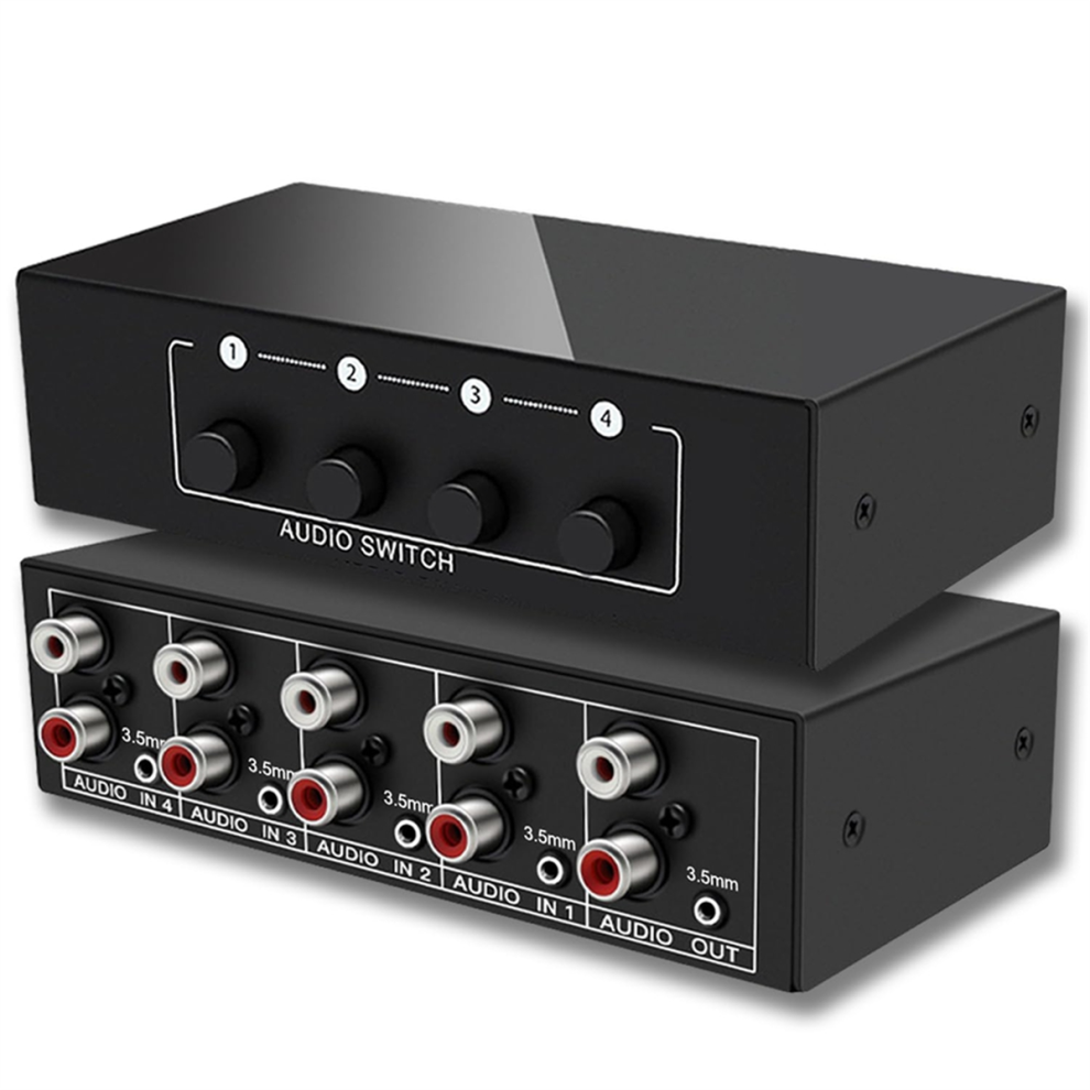 3.5Mm Aux + L/R Bi-Directional Stereo Audio Switch 4 In 1 Out A/B Analog Audio Switcher Selector 4852045492502