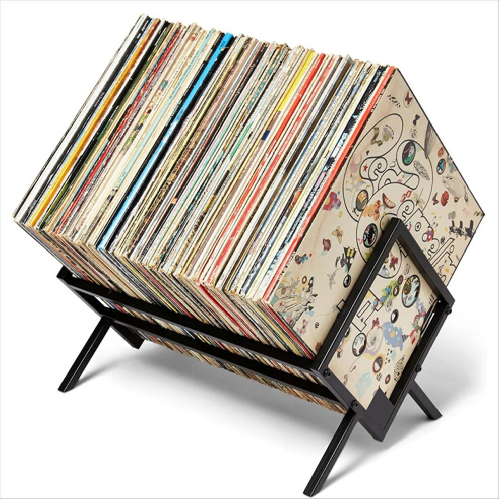 Record Storage Racks - Easy Assembly Vinyl Record Holder Stand 100Lps Sleek Matte Lp Holder Stand Black 4852045490928