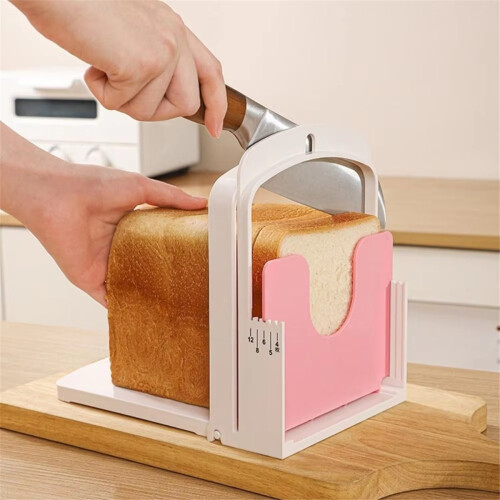 Foldable Bread Slicer Stand - DIY Homemade Bread Toast Loaf Slicing Machine, Baking Tool with Adjustable Cutting Guide 2