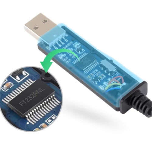 Cabo serial USB para TTL(C) de grau industrial com interface de 6 pinos e conector solto. Circuito de proteção original FT232RNL. 2