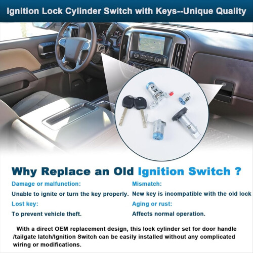 Lock Cylinder Switch Set for 13590041 84668679 Door Handle/ Latch/Ignition Switch 1