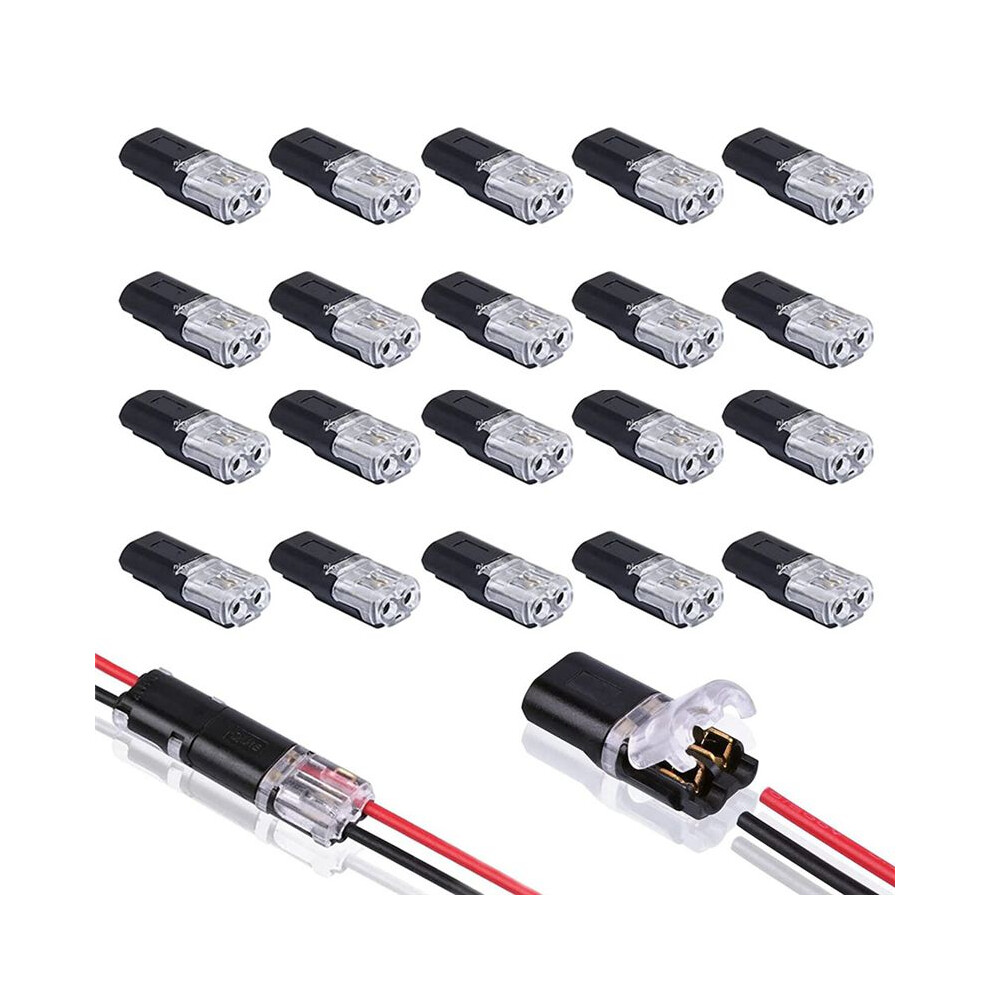 20PCS Double-Wire Plug-in Connector with Locking Buckle,Pluggable Connectors 2 Pin Way Universal Compact Wire Terminal