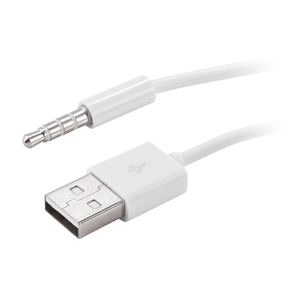 3.5Mm Plug Audio Aux To Usb 2.0 Adapter Charging Cable 1M White 4851767899682