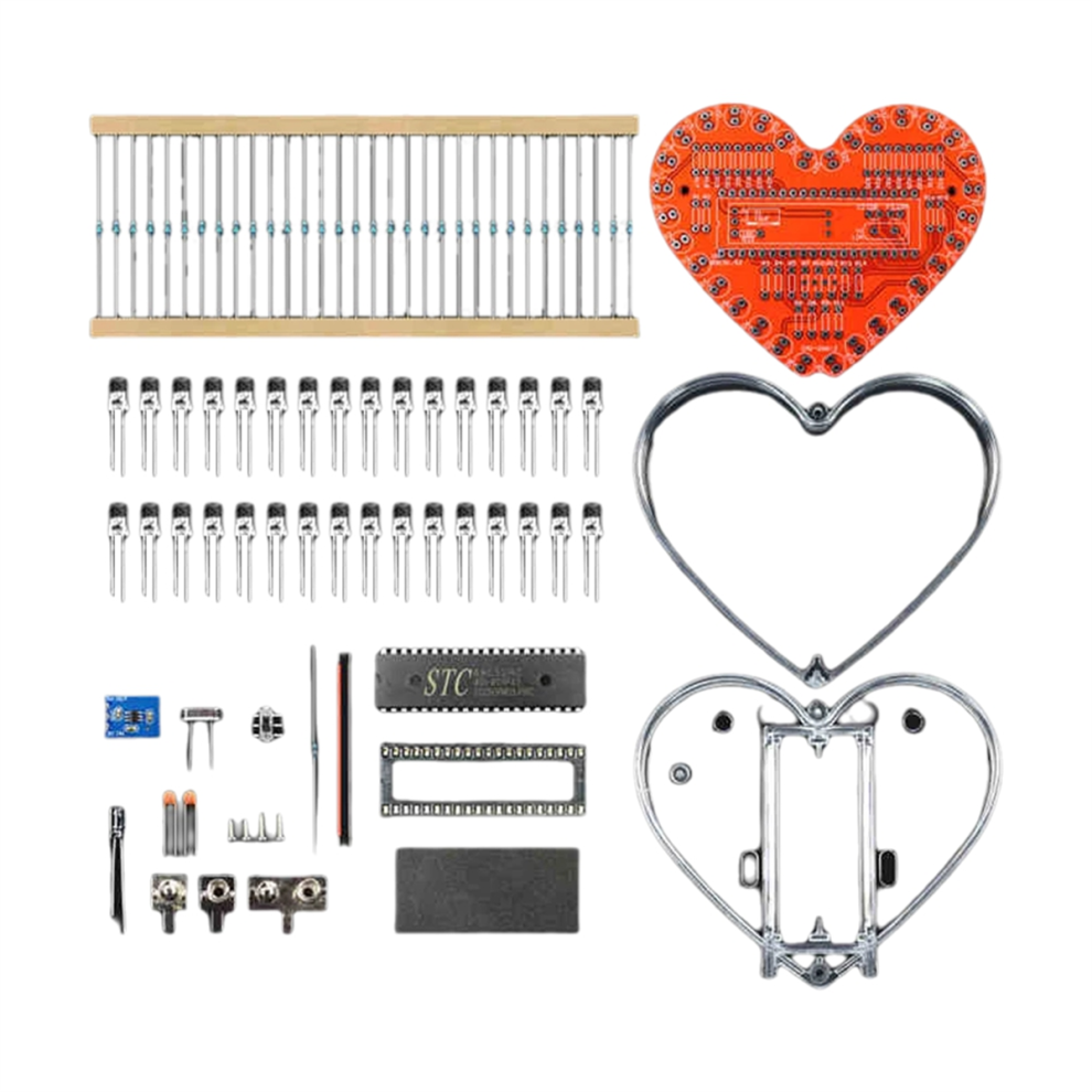 Soldering Practice Kit, Heart Shaped Led Light Soldering Project Rgb Led Diy Electronic Kit For Beginners Student Stem 4852045468545
