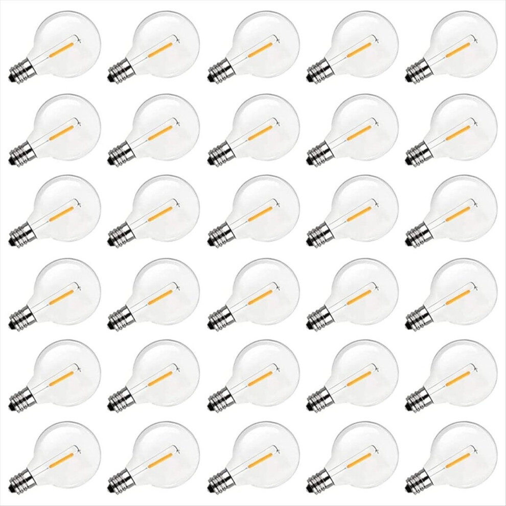G40 Led Replacement Bulbs, E12 Screw Base Shatterproof Globe Bulbs For Outdoor String S, Warm 30Pack Light/White